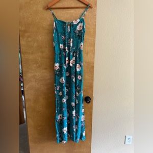 Women’s Maxi dress in teal with floral print